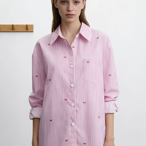 Women's & White Striped Button