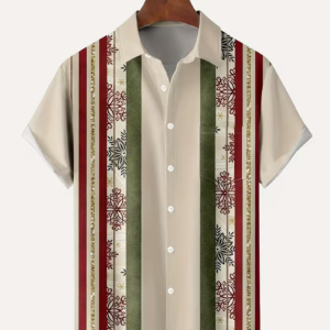 Christmas Bowling Print Men's Button