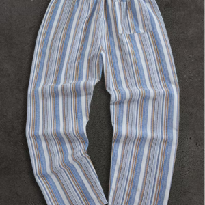 Men'S Blue And Brown Striped Straight