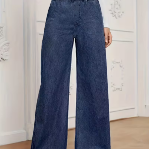 Women's Stretch Elastic Waist Wide Leg Jeans Pants